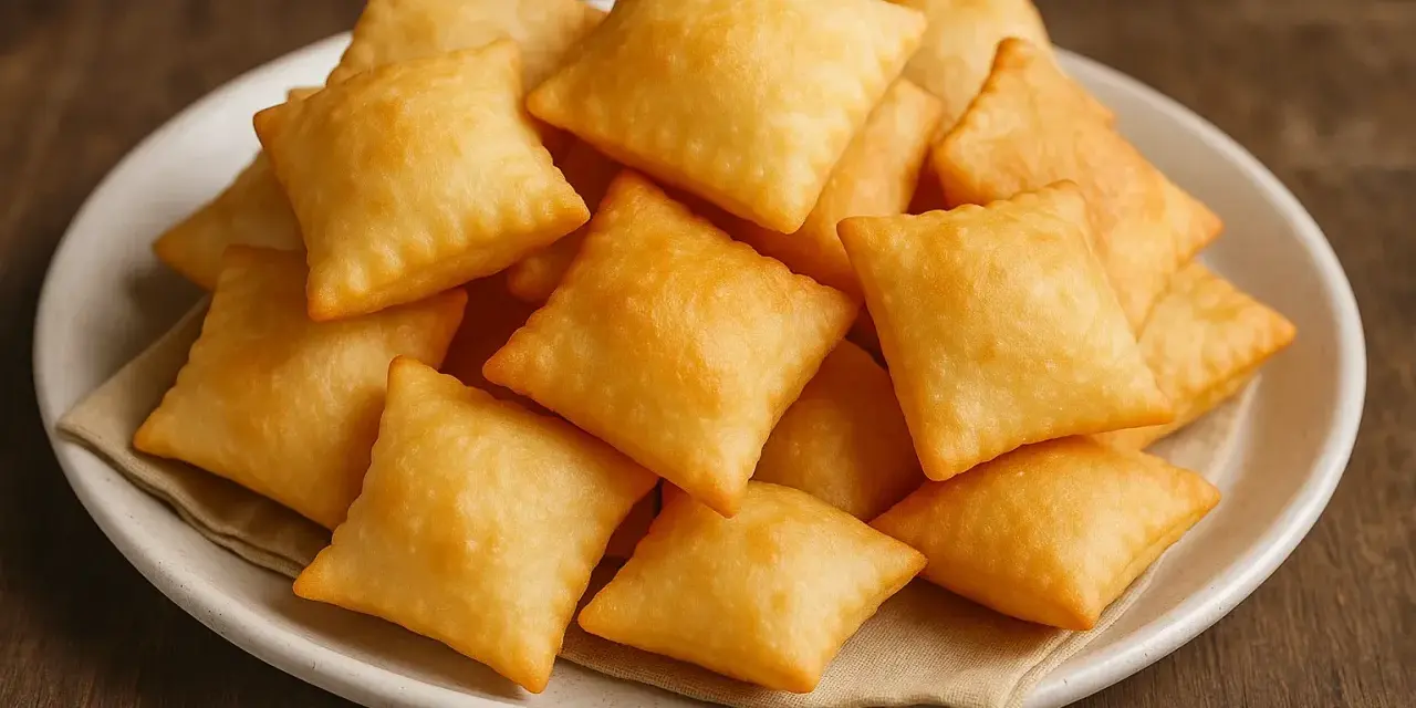 Un piatto colmo di gnocco fritto dorato e soffice, pronto per essere gustato.