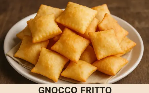 Un piatto colmo di gnocco fritto dorato e soffice, pronto per essere gustato.